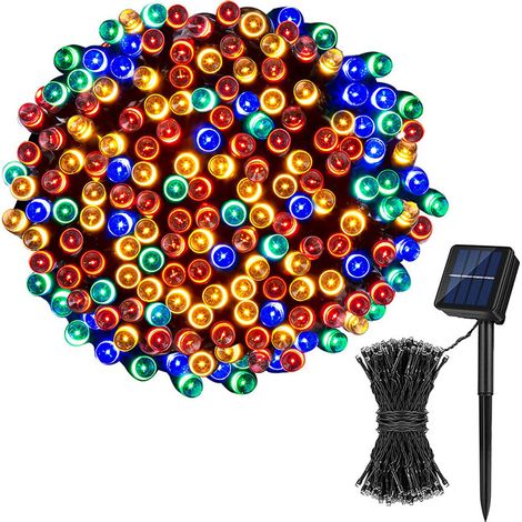 Automatische LED-Solar-Lichterkette mit automatischer Steuerung, architektonisch, stimmungsvoll, perlenförmig, farbenfrohes Licht, 12 m