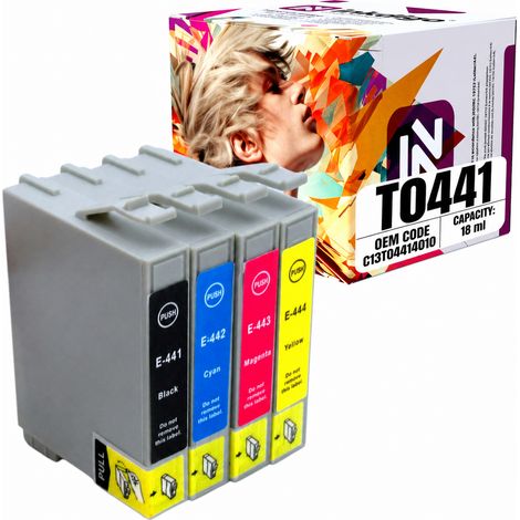 Inkdigo-Tinte T0441-T0444, kompatibel mit Epson Stylus CX3650, C64, CX6400 und C84, TÜV-zertifiziert (1/5)