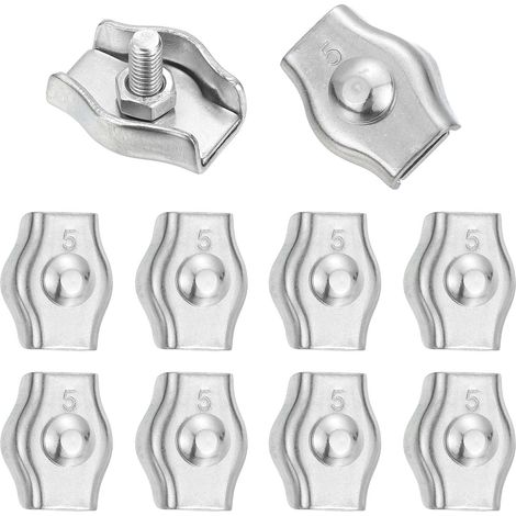 Colliers de Serrage pour Câble Simple M5 Serre Cable INOX à Fil Unique en Acier Inoxydable 304, Clips de Fixation pour 4mm vers 4.5mm Diamètre Attache de Câble Métallique, 10Pcs (1/5)