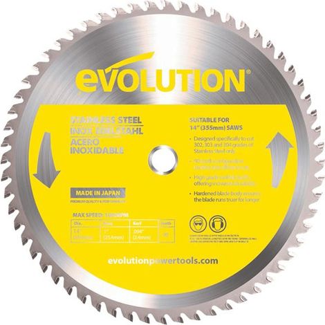 Evolution Stainless Steel Cutting Chop Saw Blade 355mm
