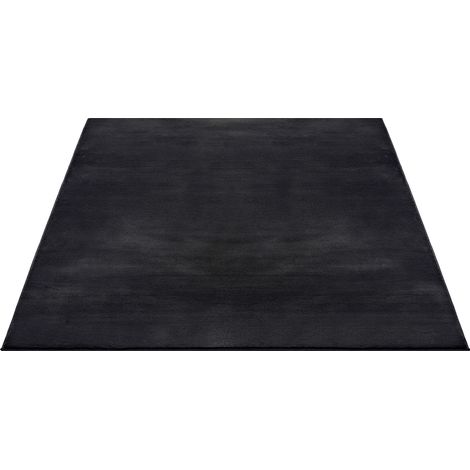 FLOORNOVO Hochflor Teppich Schwarz einfarbig - 340 x 240 cm - Besonders Weicher Teppich Wohnzimmer & Badezimmerteppich - Pflegeleicht - vielseitig einsetzbar im Innenbereich (1/2)