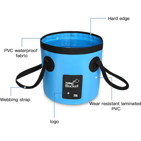 Seau à eau étanche 12L/20L, conteneur pliable pour pêche en plein air, Camping pique-nique, lavage et nettoyage (1/5)