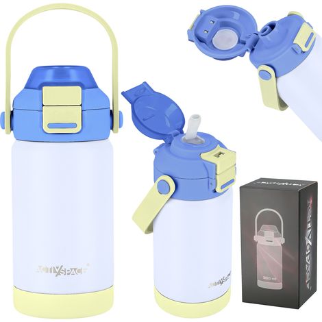 Tazza termica, biberon per bambini con cannuccia e beccuccio, 360 ml - blu