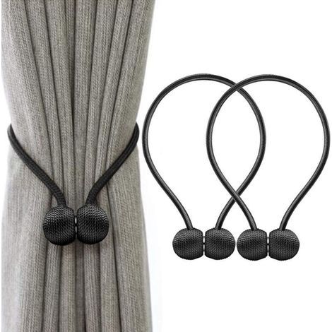 Magnetische Gardinenhalter, geflochtene magnetische Gardinenhalter, Gardinenschlaufen (Schwarz) (1/4)