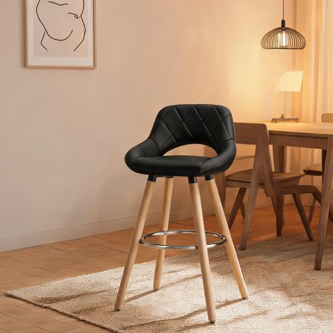 Tabouret de bar noir en simili cuir 43 x 40 x 91cm coloris noir (1/5)
