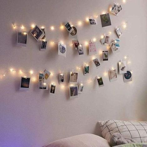 Guirlande lumineuse de 5 m avec 50 LED et 20 pinces photo, fonctionnant sur piles.