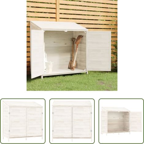 vidaXL Holzgerätehaus - Geräteschuppen Weiß 102x52x112 cm Massivholz Tanne (1/5)