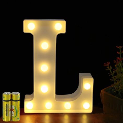 MINKUROW Luces de Letras Alfabeto Iluminado Lámpara LED Luces de Letras Letra Deco Funciona con Pilas para Fiesta Boda Decoración de Bar en casa (L) (1/5)