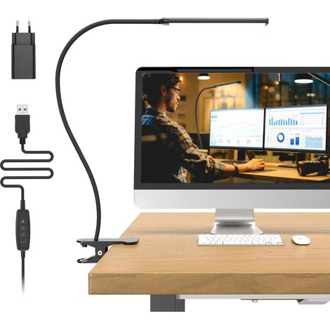 Lampe de Bureau 77 LED 70cm Lampe avec Pince, 3 Couleurs et 10 Niveaux de Luminosité Lampe de Lecture 360 ° Flexible avec Charger USB (1/5)