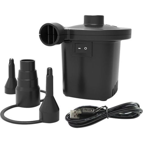 Pompe à air électrique, gonfleur électrique rechargeable avec câble USB, remplissage rapide pour gonflage/dégonflage 3 embouts de buse et adaptateur 5 V inclus pour lit gonflable, piscine gonflable (1/5)