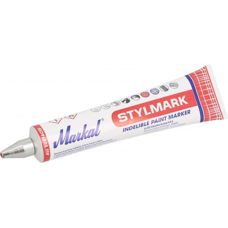 Markal – Marqueur Stylmark 50ml rouge – Peinture visqueuse pour surfaces rugueuses – Excellente adhérence sur surfaces humides – Lot de 10