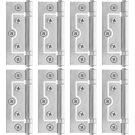 6 Paires Charnière Plate sans Mortaise en inox Argenté (1/5)
