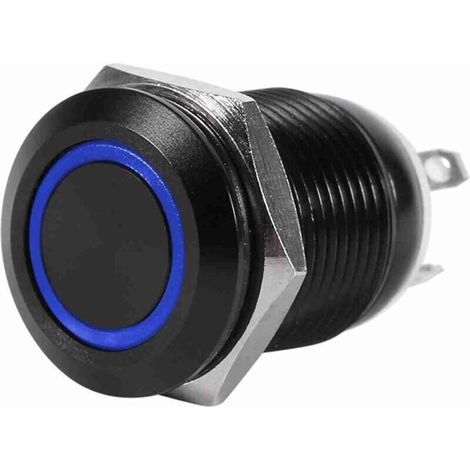 LED-Momentanschalter, LED-Drucktaster, wasserdichter 2A 3Vdc LED-Ring-Momentanschalter (12 mm) für Autobeleuchtung