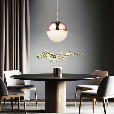 Pendelleuchte Esstischlampe LED Hängeleuchte Wohnzimmerleuchte, Kugel mit Kristallen, kupferfarben, 16W 1410lm neutralweiß, D 28 cm