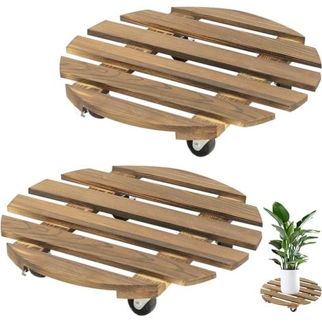 2 Pièces Scooter de Plante, Rouleau à Fleurs 30 cm Plantes à Rouleaux Ronds de 100 kg de Capacité de Charge, Scooter de Plante Extérieur, Revêtement de Pot de Fleurs avec des Rouleaux (1/5)