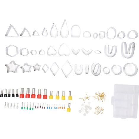 Ensemble de 126 Emporte-Pièces en Acier Inoxydable pour Pâte Polymère, 36 Formes + 40 Cercles + 50 Accessoires pour Boucles d'Oreilles (1/5)