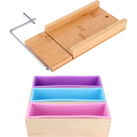 Moule à savon en silicone 1200 ml pour la fabrication de savon maison, coffret en bois, coupe-savon manuel avec balance, outil de cuisine (1/5)
