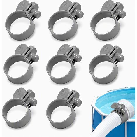 Lot de 8 Colliers de Serrage pour Tuyau de Piscine 32 mm réglables - Collier de Serrage en Plastique avec poignée pour Support de Tuyau de Piscine et Pompe de Filtration (1/5)