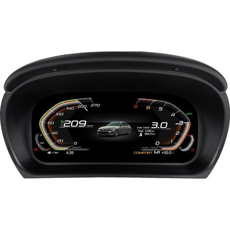 Tableau de bord numérique de voiture, compteur de vitesse LCD, compatible avec BMW 3 E90/E91/E92/E93 (2005-2012), Rouge (1/2)