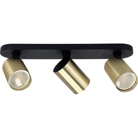 Spot plafond triple orientable noir avec spots dorés GU10 IP20 MALGA 3 ELEGANT EDO Solutions (1/5)
