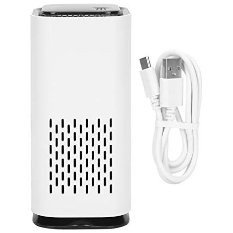 Mini purificador de aire, purificador de aire de humo para el hogar, ionizador portátil con filtro HEPA, puerto USB de 5 V, desinfectante de carbón activado, humo para coche, oficina y mesa. (1/4)