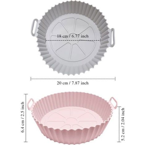 Pot En Silicone - Pour Friteuse À Air - Diamètre 20 Cm - Réutilisable - 2 Pièces (1/5)