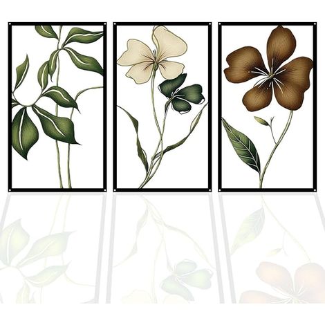 Metal Wall Art Flowers Wall Decorations Hanging Wall Sculpture Floral Lines (1/5)