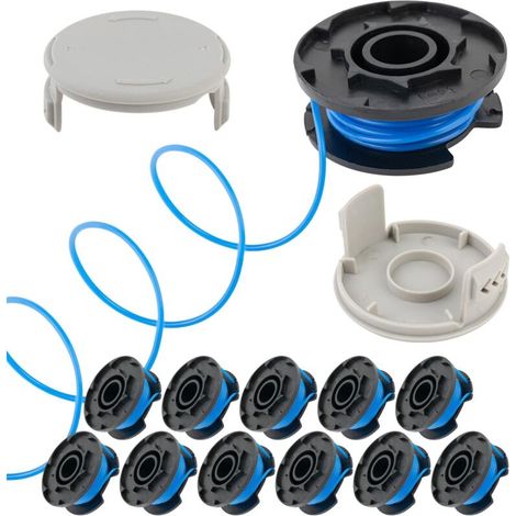 String Trimmer Line Spool for Ryobi 18v 24v 40v Replacement Spool 0.065 Inch, Compatible with Ryobi One + AC14RL3A, Cordless String Trimmer Line 11ft-12 Spools + 2 Cutting Caps