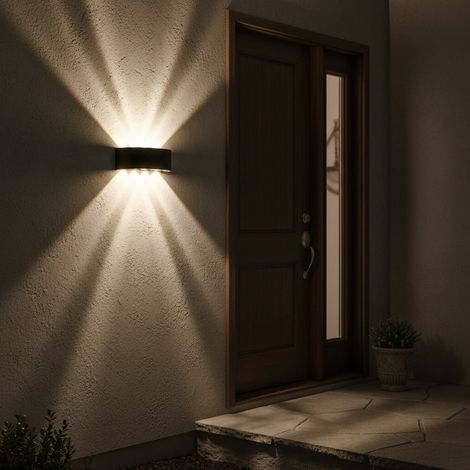 Applique LED Exterieur 8W 8 Sources de Lumiere Chaude Noir (1/5)
