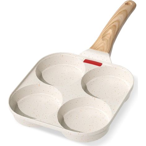 Padella per Pancake a 4 Scomparti, Antiaderente, in Alluminio Resistente con Manico Termoresistente
