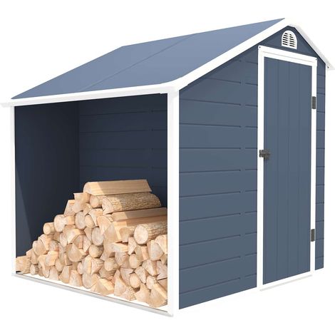 Gardiun – Abri de jardin en résine 3,92 m² – Dimensions 204x192x204 cm – Range bûches extérieur – Protection UV et ventilation optimisée (1/8)