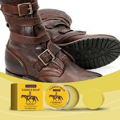 Cire d'entretien pour cuir, douce, imperméable et délicate, idéale pour l'entretien des surfaces en cuir des bottes de selle – 100 g + éponge ronde jaune (1/5)