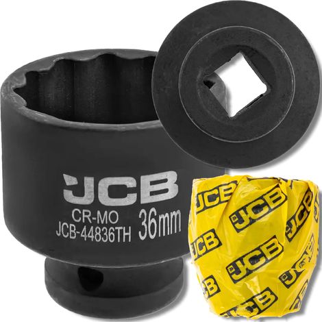 Chiave a bussola a impatto JCB a parete sottile da 1/2" 36 mm a 12 punte in Cr-Mo