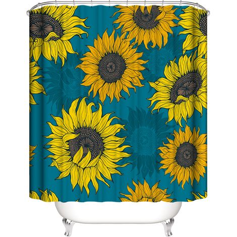 Rideau de Douche de Tournesol 150180 cm(Bleu), Rideau de douch (1/4)