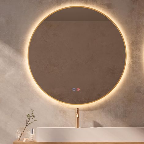LEDIMEX- Espejo Baño Redondo 80cm con Led y Antivaho Oro