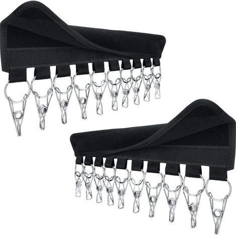 Lot de 2 organisateurs pour chapeaux avec 10 pinces en acier inoxydable - Cintre portable - Pince multifonctionnelle - Gain de place - Pour casquettes, bonnets et chapeaux - Noir (1/5)