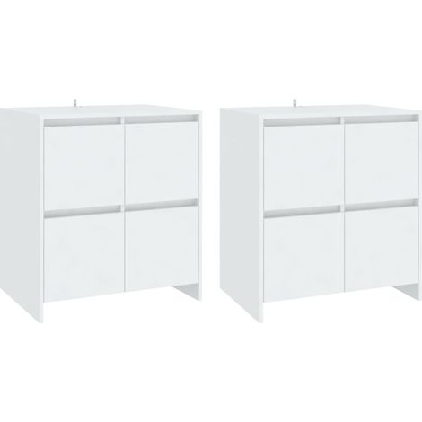 2 pcs Buffet，Bahut，Meuble de Rangements Blanc 70x41x75 cm Bois d'ingénierie CFW12951 (1/5)