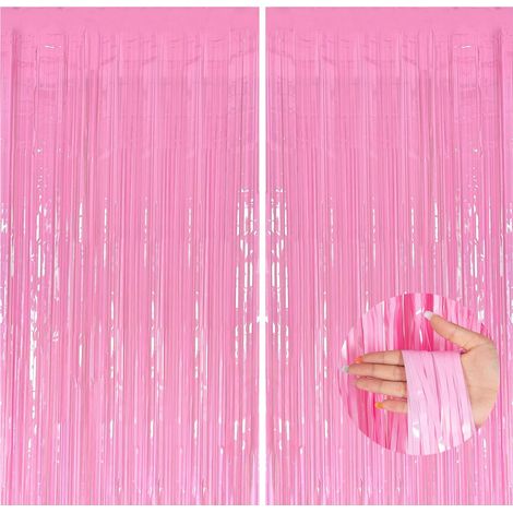 Rideaux à franges macaron rose, lot de 4, 1m×2m chacun, fond décoratif pastel pour anniversaire, remise de diplôme, Halloween (1/5)