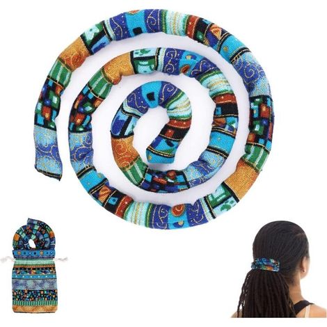 Élastique à cheveux en spirale, 63 cm, accessoire pour dreadlocks, élastique pliable pour queue de cheval, pour femmes (bleu) (1/5)