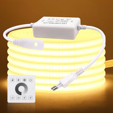 220V COB LED Strip, 288 LEDs/m Dimmbar LED Strip Light IP65 Waterproof Flexible Neon Light Strip with 750 W Monochrome Dimmer for Home, Bedroom, Kitchen DIY Dekoration. (1/5)