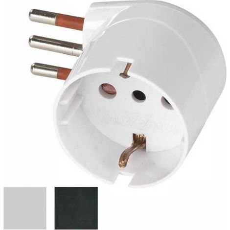 Adaptador Schuko 10A 2P+T Blanco 90° Rosi