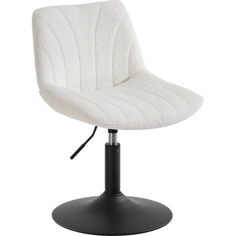 VASAGLE Sgabello da Trucco, Schienale, Sedia da Toeletta Regolabile in Altezza, Girevole a 360°, Camera da Letto Sala da Pranzo Postazione Trucco, Tessuto Peluche, Bianco Crema LJB160WD01 (1/5)