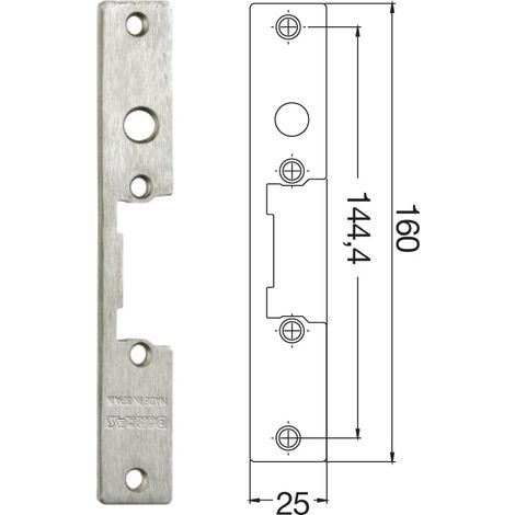 Plaque de corps à fermeture électrique étanche 25 mm en acier inoxydable droite (1/2)