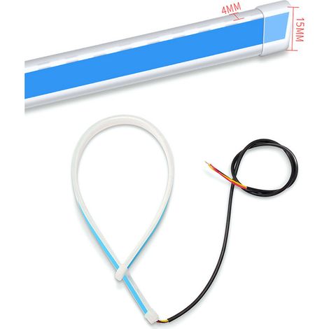 Bande LED lumineuse bicolore dynamique pour phares de voiture, clignotants diurnes, tube de 60 cm, bleu glacier et jaune (1/5)