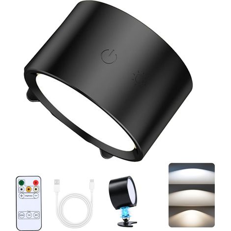 Applique da parete a LED ricaricabile a doppia faccia, rotazione a 360°, luce regolabile e telecomando, illuminazione versatile per tutta la casa. (1/4)