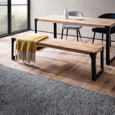 Banc 140x40x45 cm en acacia et métal noir - UNIAR (1/5)