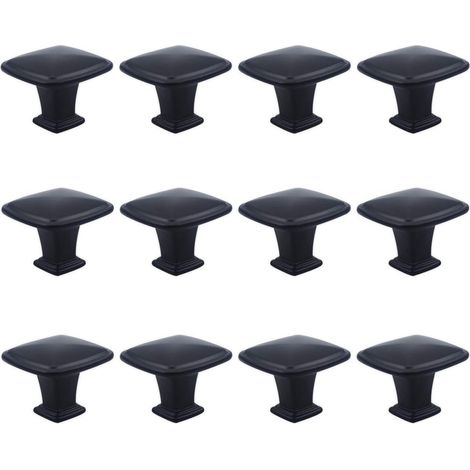 12 Stück – Schwarzer Schubladentürknopf – 30 mm – Einloch rund – Für Schrank, Küche, Kinderzimmer