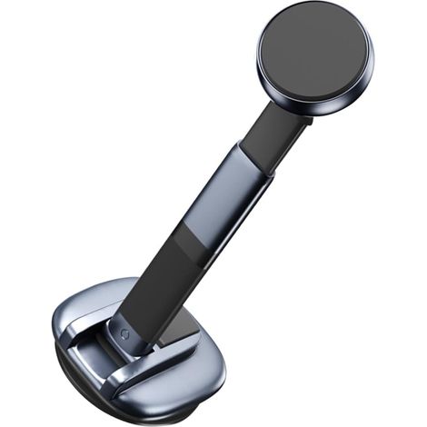 Support Magnétique Design Télescopique Réglable pour Téléphone de Voiture en ABS et Silicone Ventouse Noire Rotative Base de 70mm pour Voiture (1/5)