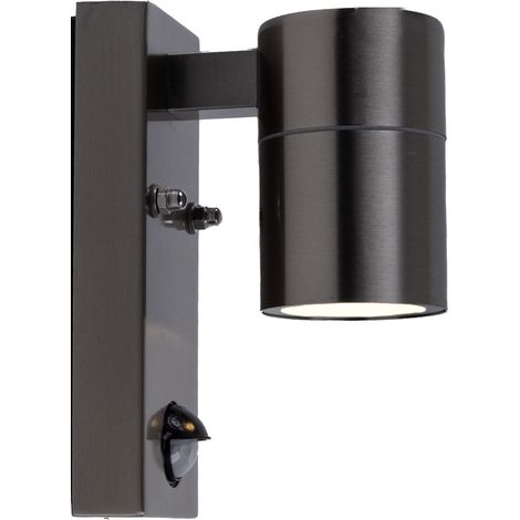 Applique extérieure avec détecteur de mouvement Acier inoxydable Lampe de façade Lampe de terrasse Lampe de jardin couleur acier, 1x GU10, LxHxP 6,8 x 16,3 x 11 cm (1/5)