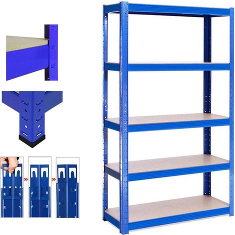 Étagère de sous-sol étagère de rangement étagère robuste étagère enfichable entrepôt bureau Jusqu'à 875 kg capacité de charge 180x90cmx40cm, bleu (1/5)